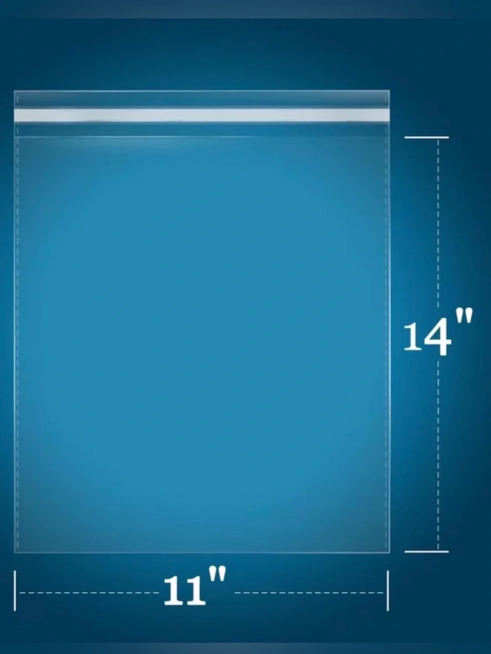 50 pack of Clear Cellophane Bags with Adhesive Seal 11”x14”